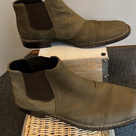 Aston Grey Brown Leather Slip On Ankle Boots Men\'s 12M \